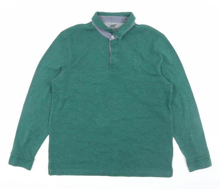 Lands' End Men's Green Henley Sweatshirt XL