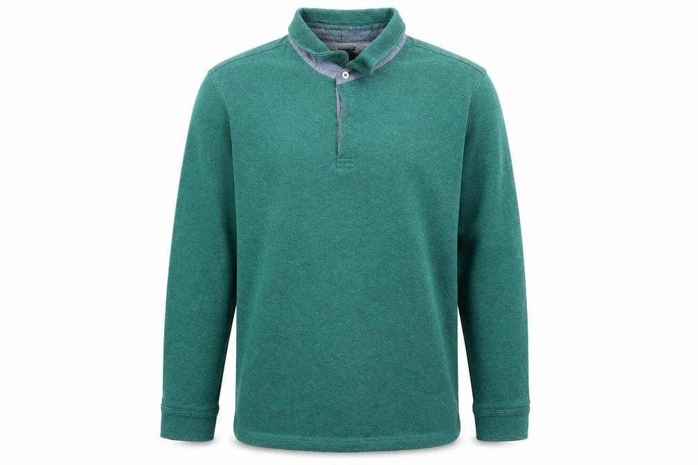 Front view of Lands' End Men's Green Henley Sweatshirt XL