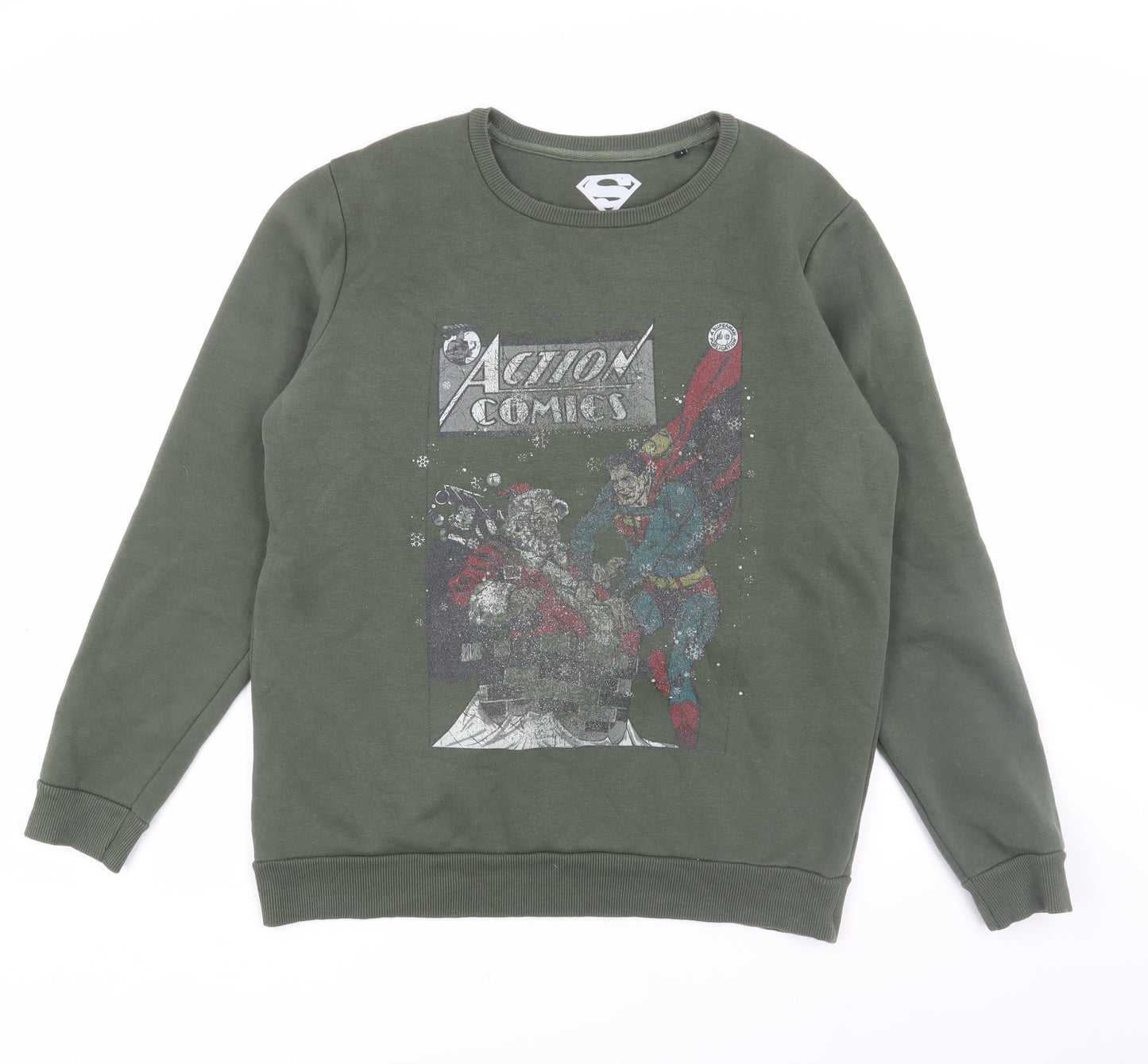 Superman Men's Green Pullover Sweatshirt L