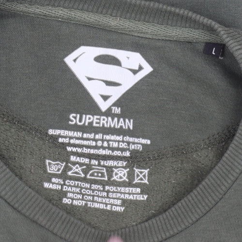 Superman Men's Green Pullover Sweatshirt L