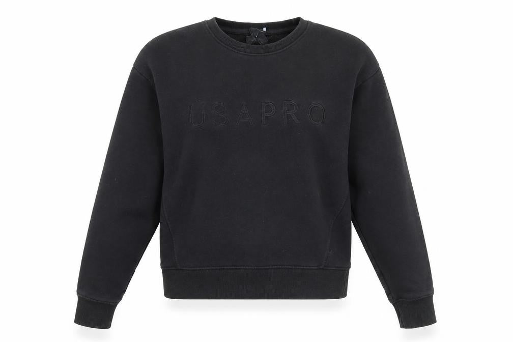 Front view of USA Pro Women's Black Cotton Sweatshirt, size 14