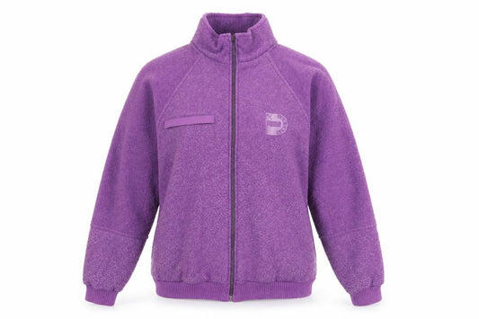 Front view of Puma Women's Purple Fleece Jacket, size M, Casual Style