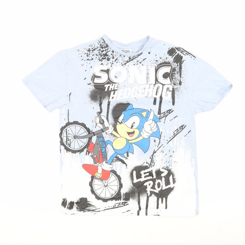 Sonic the Hedgehog Boys Blue Cartoon T-Shirt - Size 10-11 Years