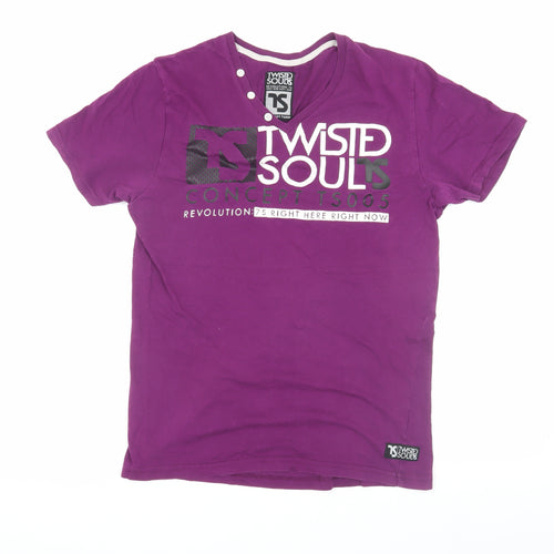 Twisted Soul Men's Purple Graphic T-Shirt L