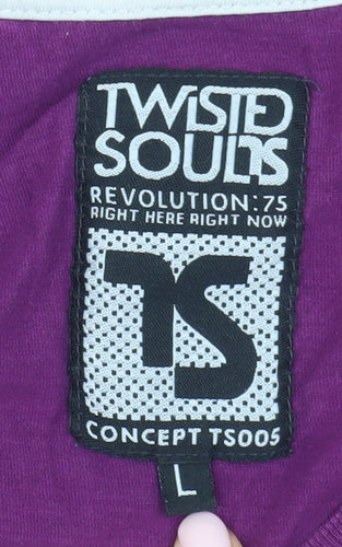 Twisted Soul Men's Purple Graphic T-Shirt L