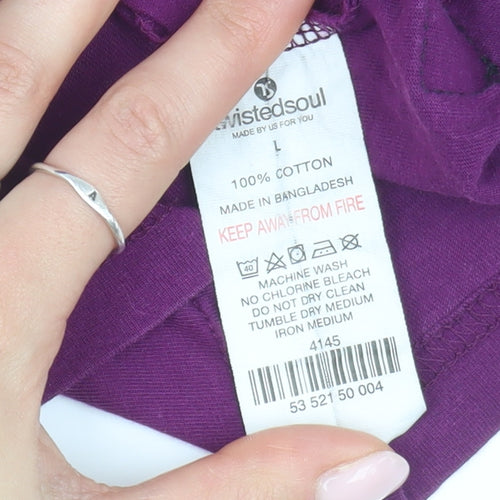 Twisted Soul Men's Purple Graphic T-Shirt L