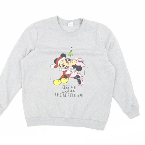 Disney Women's Grey M Pullover Christmas Sweatshirt