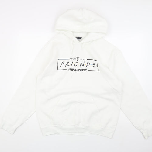 Friends Unisex White Pullover Hoodie M Logo