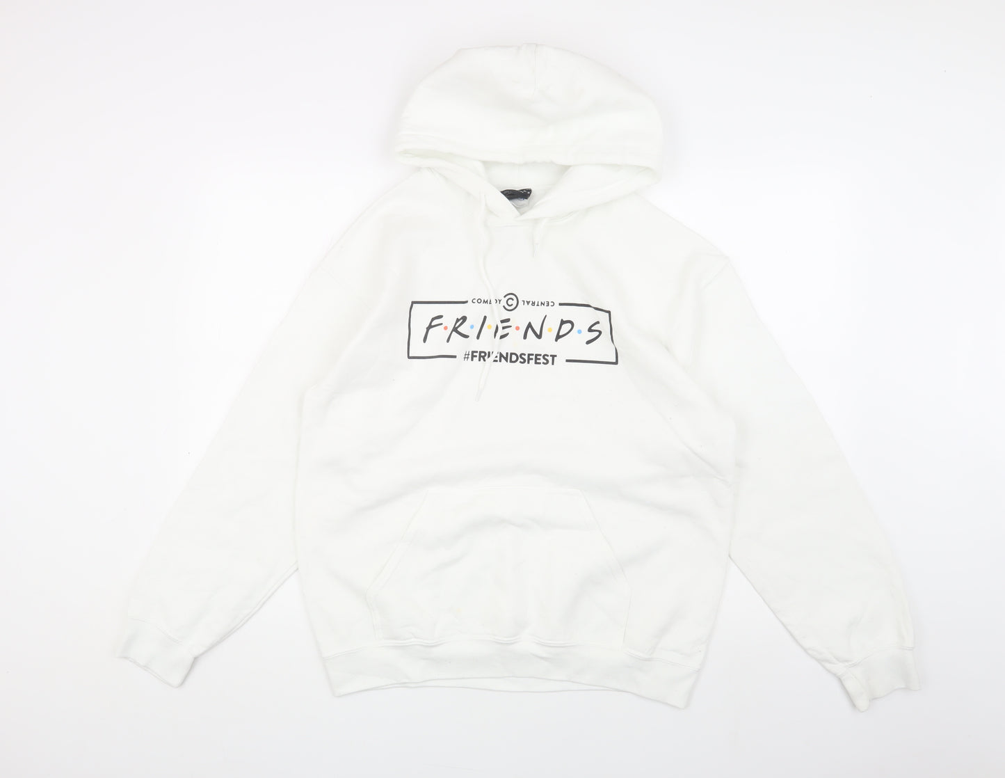 Friends Unisex White Pullover Hoodie M Logo