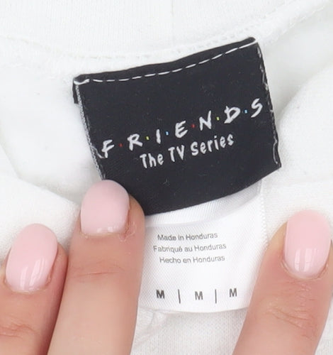 Friends Unisex White Pullover Hoodie M Logo