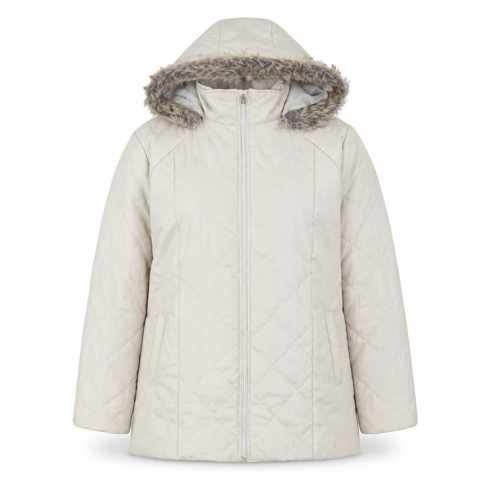 Anne De Lancay Women's Beige Puffer Coat M Hooded