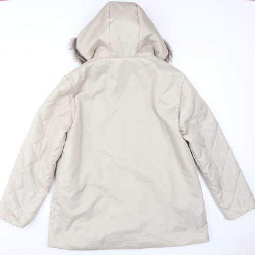 Anne De Lancay Women's Beige Puffer Coat M Hooded
