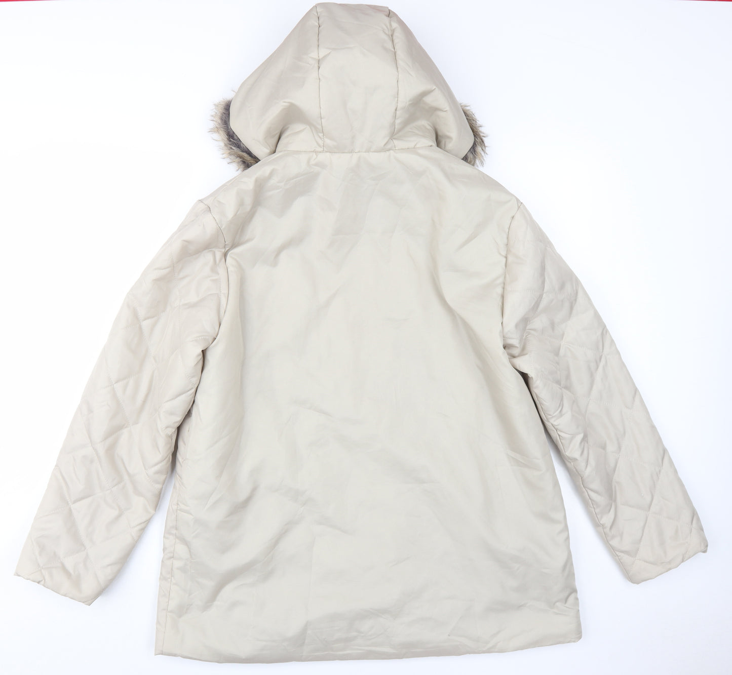 Anne De Lancay Women's Beige Puffer Coat M Hooded