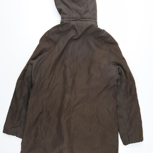 Marks and Spencer Women's Brown Parka Coat M Fur Trim