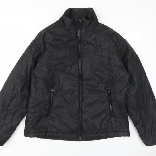 Nova Men Black Puffer Jacket L Full Zip Casual