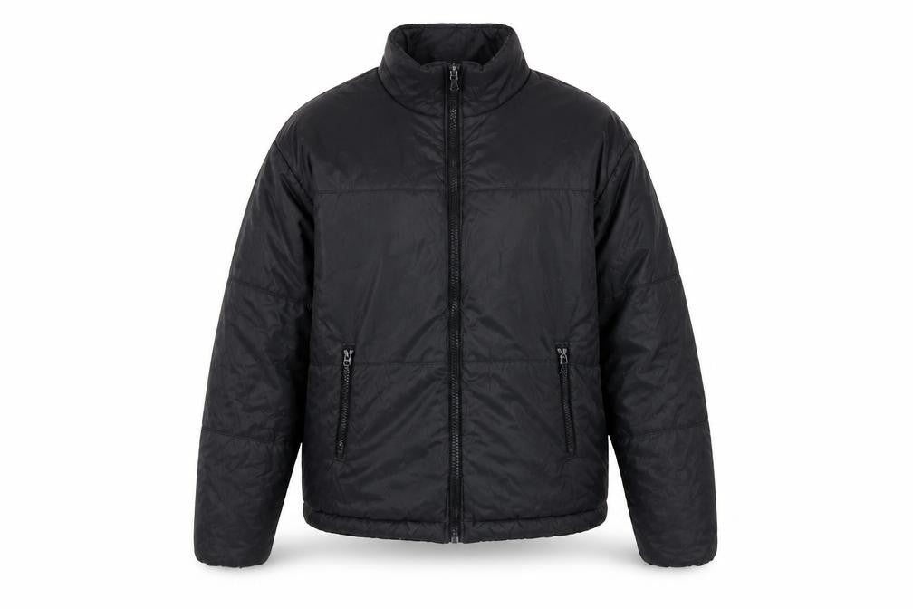 Front view of Nova Men Black Puffer Jacket L Full Zip Casual