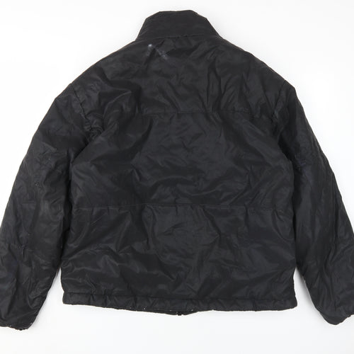 Nova Men Black Puffer Jacket L Full Zip Casual