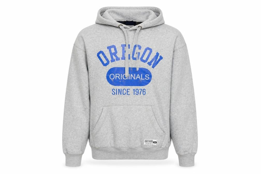Front view of Oregon Men's Grey Pullover Hoodie - Small