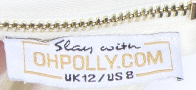 Oh Polly Ivory Strapless Bodycon Midi Dress Size 12
