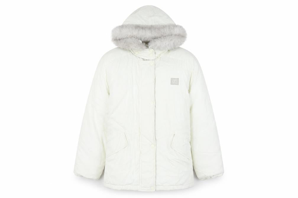 Front view of Finn Flare Women's White, size 12, Puffer Coat