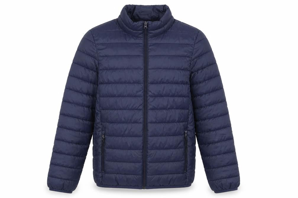 Front view of Flipback boys’ blue puffer jacket 11-12 years lightweight