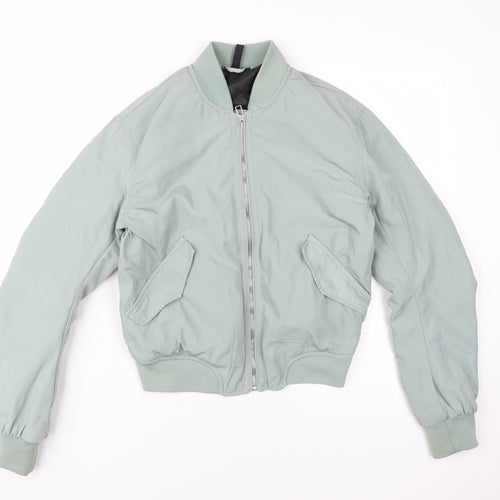 H&M Women's Green Bomber Jacket XS Casual Full Zip