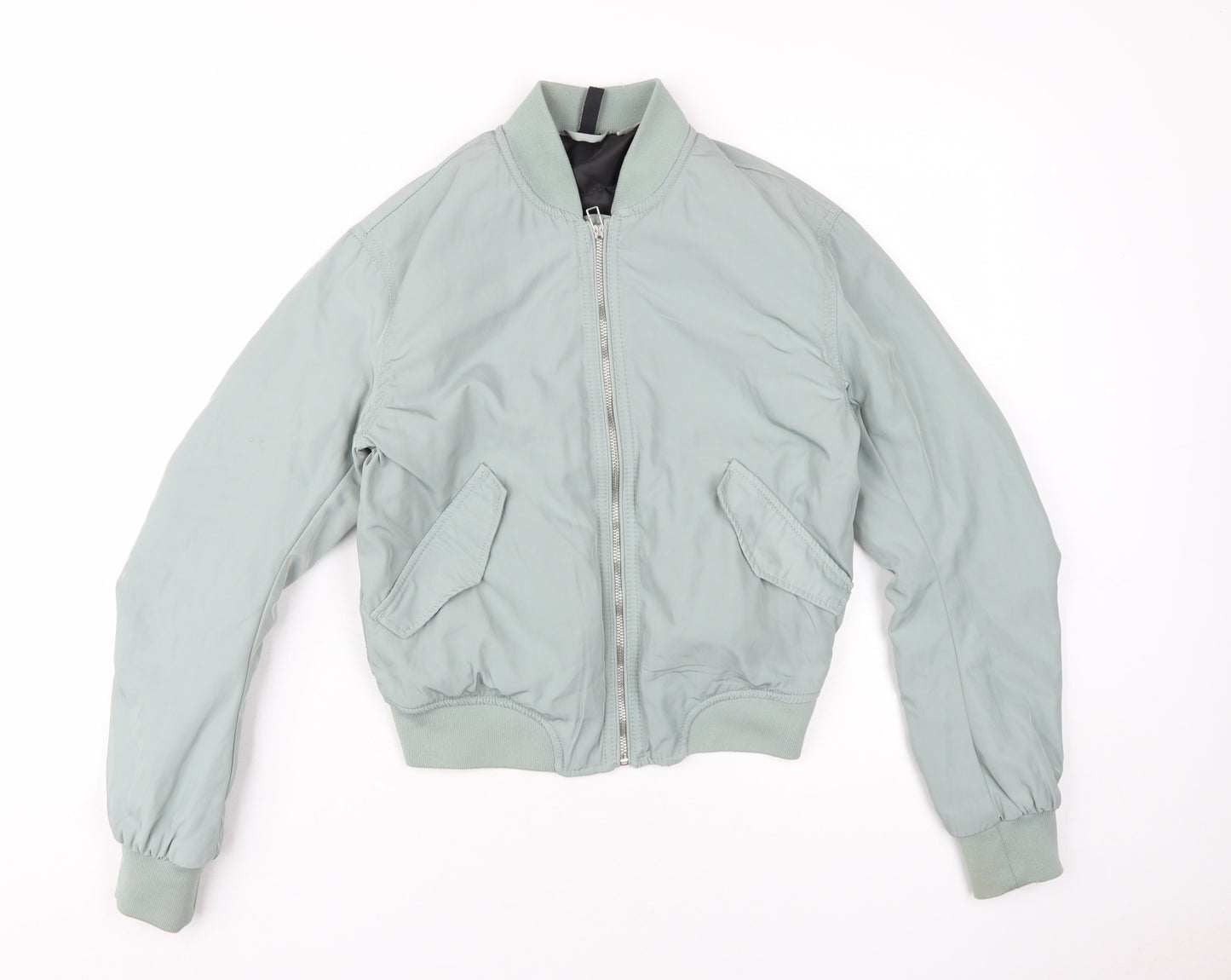 H&M Women's Green Bomber Jacket XS Casual Full Zip