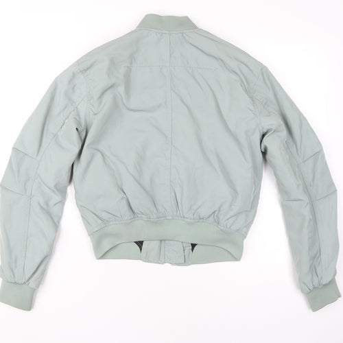 H&M Women's Green Bomber Jacket XS Casual Full Zip