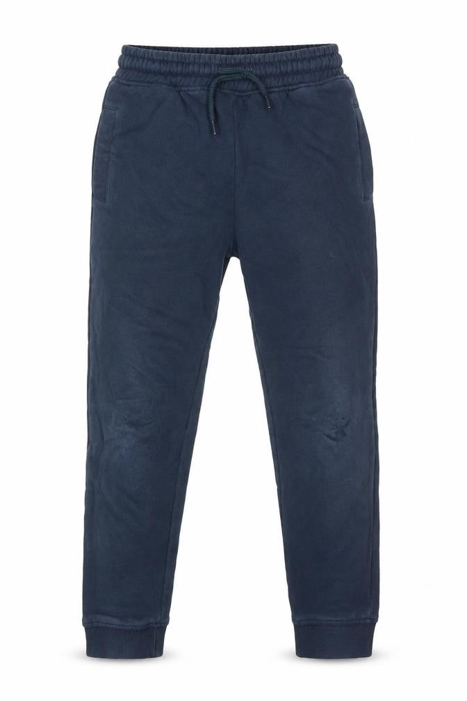 Front view of Next boys’ blue jogger trousers, size 8, years elastic waist