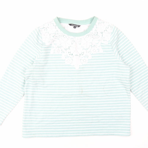 Bonmarché Women's Blue Striped Lace Pullover - Size 16