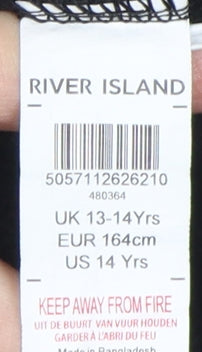 River Island Boys Black Henley Sweatshirt 13-14 Years
