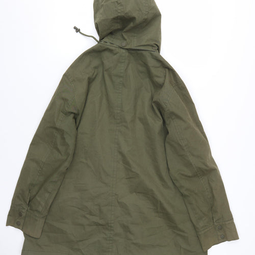 John Lewis Women Green Parka Jacket Size 16 Cotton Hooded