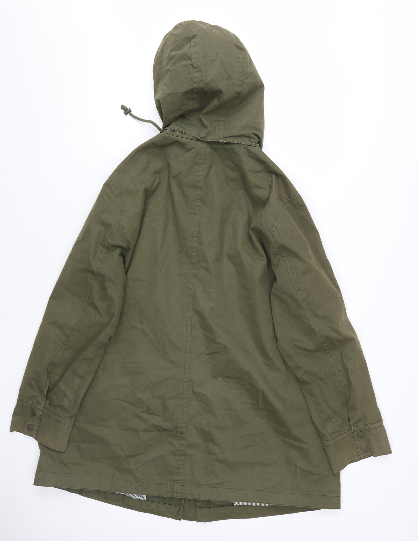 John Lewis Women Green Parka Jacket Size 16 Cotton Hooded