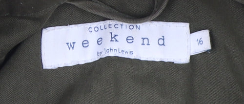 John Lewis Women Green Parka Jacket Size 16 Cotton Hooded