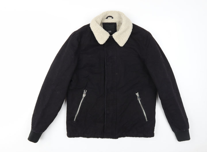 River Island Men's Black Bomber Jacket Size S