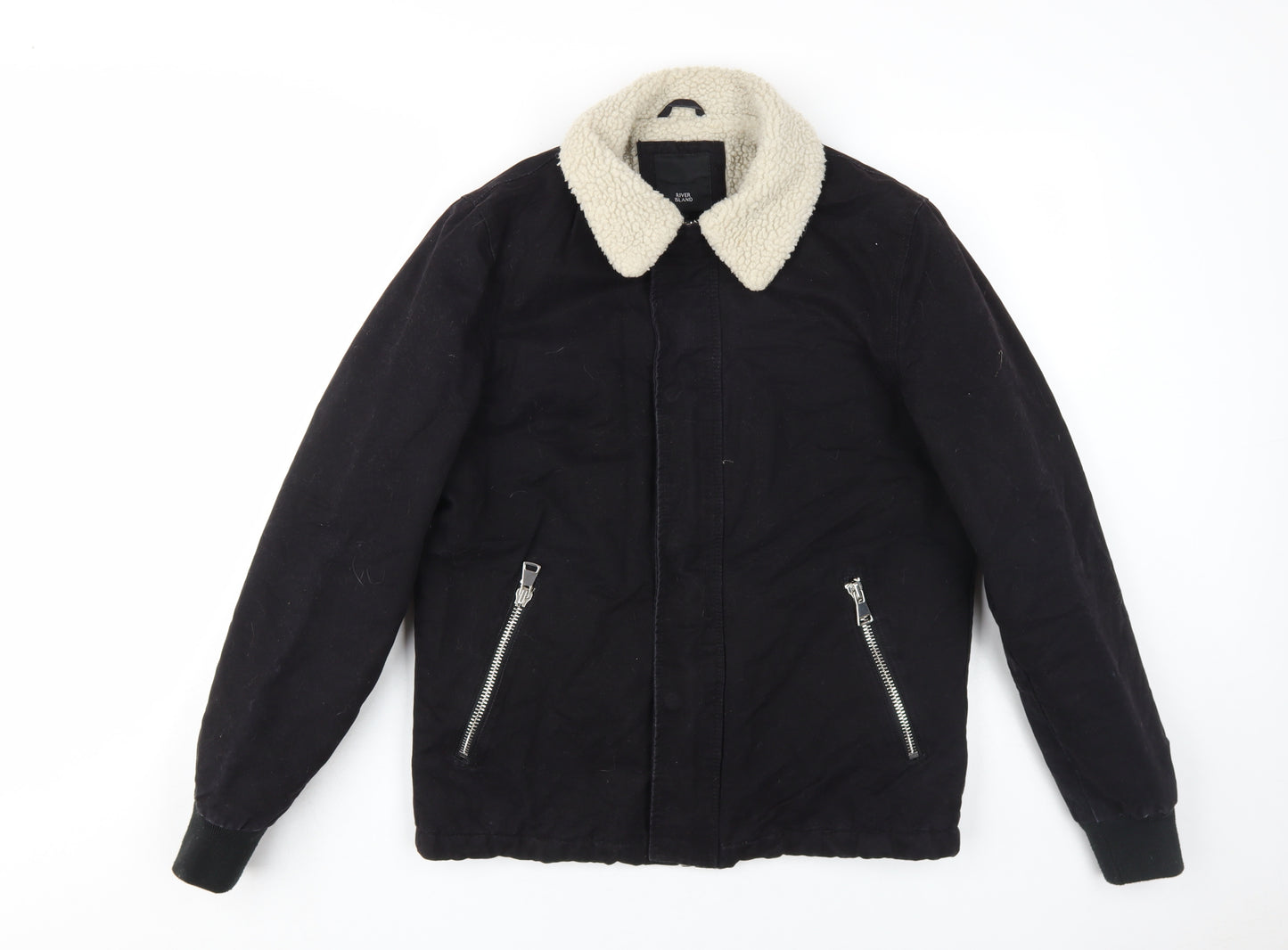 River Island Men's Black Bomber Jacket Size S