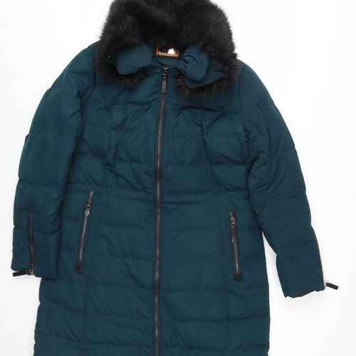 Marks and Spencer Women's Green Puffer Jacket, Size 14
