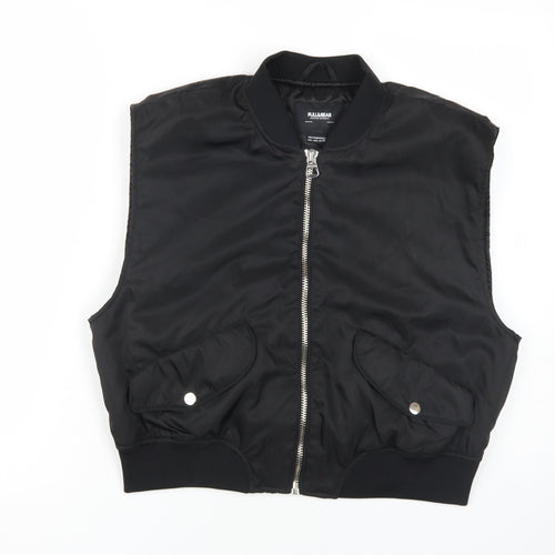 Pull & Bear Unisex Black L Waistcoat with Zipped Pockets