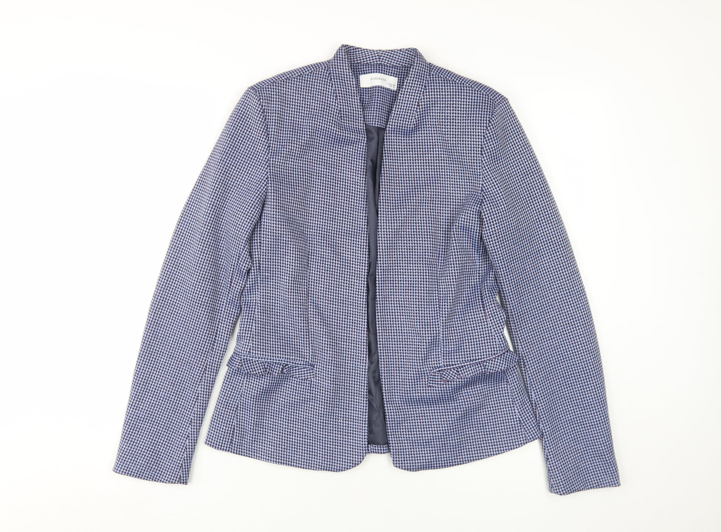 Reserved Women's Blue Houndstooth Blazer UK 8