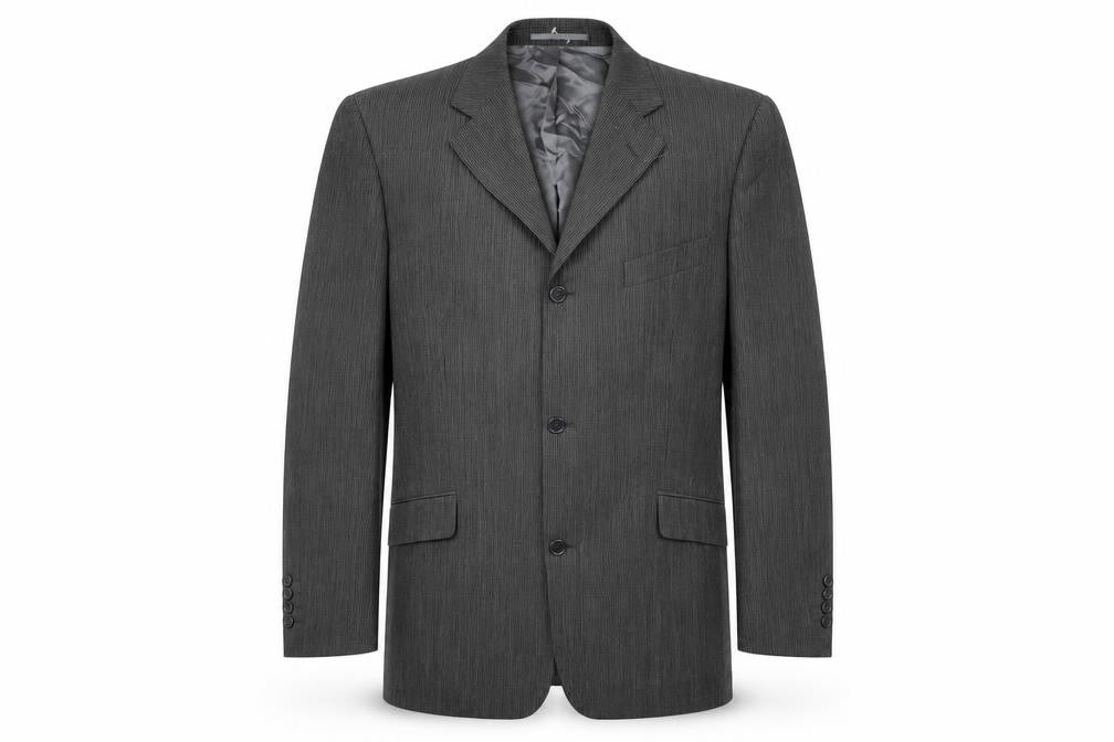 Front view of Blakes Men's Grey Striped Blazer, 42R