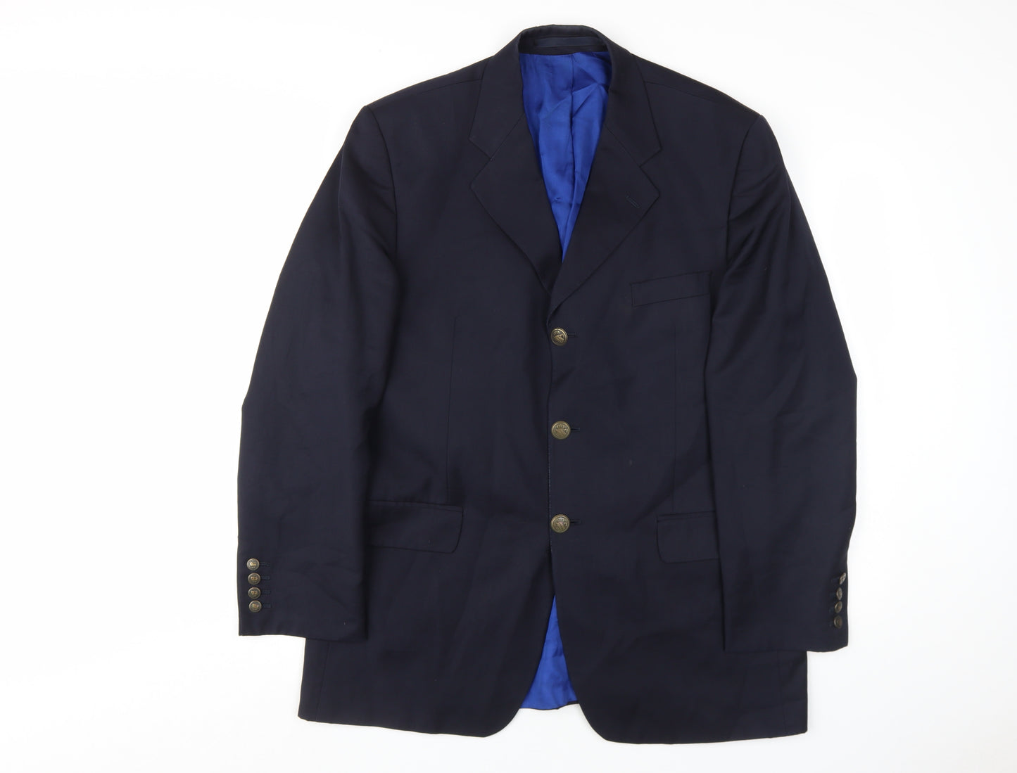 Alexandre Men's Blue Wool Blazer, Size 42R, Formal