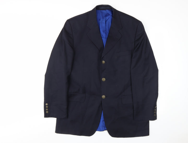Alexandre Men's Blue Wool Blazer, Size 42R, Formal