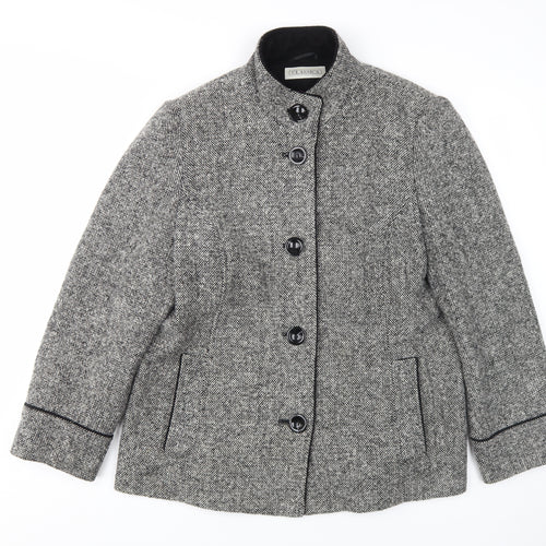 BHS Women's Black Check Jacket, Size 18, Mid-Length