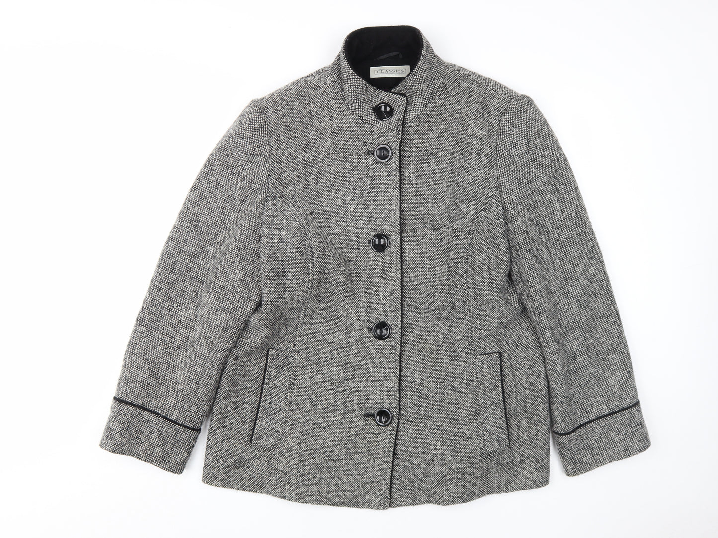 BHS Women's Black Check Jacket, Size 18, Mid-Length