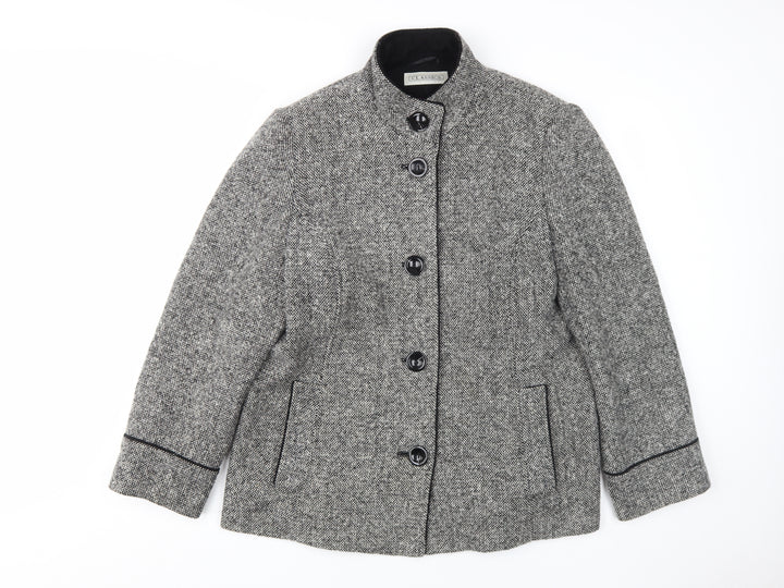 BHS Women's Black Check Jacket, Size 18, Mid-Length