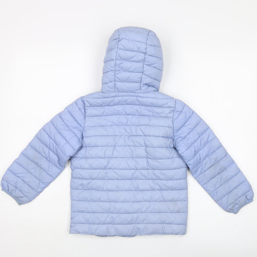 Joules Girls Blue Puffer Jacket - 7 Years Hooded, Lined & Showerproof