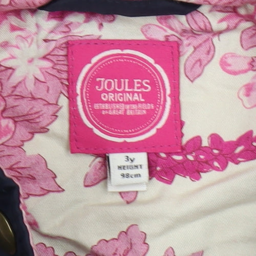 Joules Girls Blue Puffer Jacket, 3 Years, Lightweight, Lined
