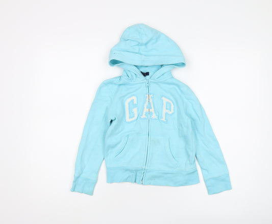 Gap Girls Blue Full Zip Hoodie 6-7 Years with Logo