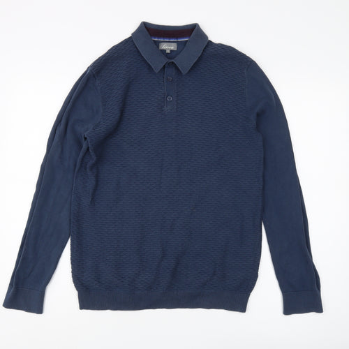 Linea Men's Blue Collared Pullover Jumper M