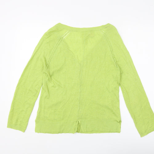 White Stuff Women's Green Cardigan, Size 10, Linen Blend